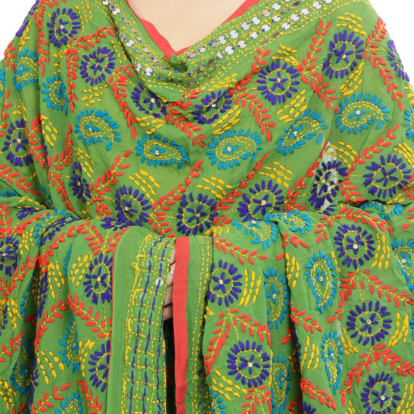 Heavy Embroidery Georgette Phulkari Dupatta