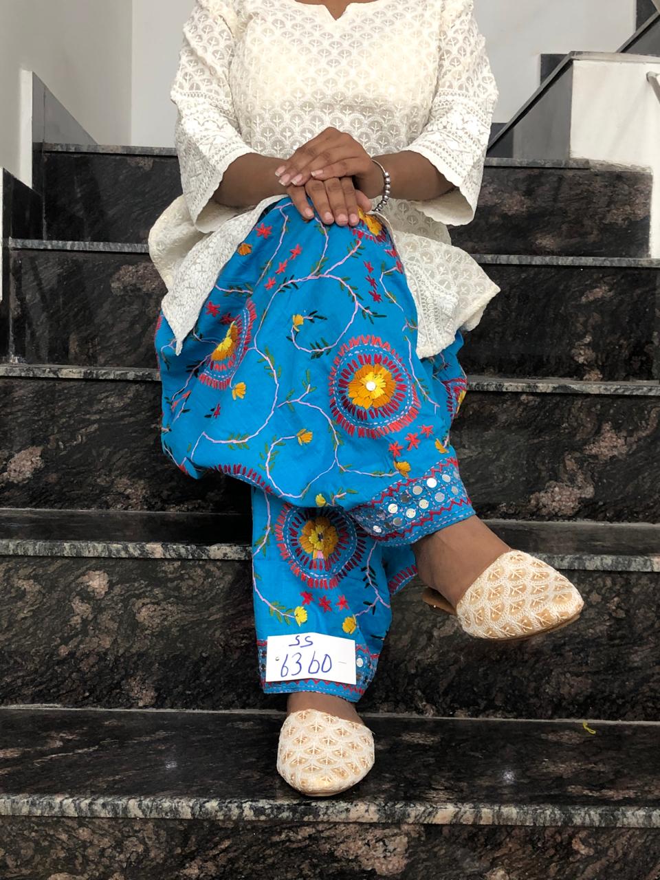 Phulkari handwork Embroidery Cotton Salwar
