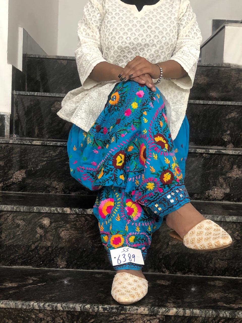 Phulkari handwork Embroidery Cotton Salwar