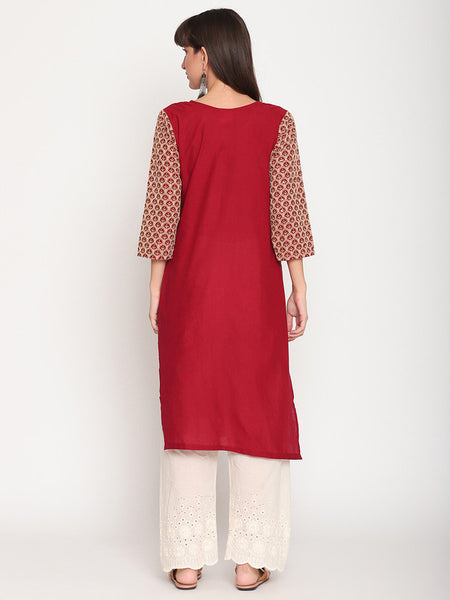 Chikan Embroidery Kurti With Sequeuence  Work