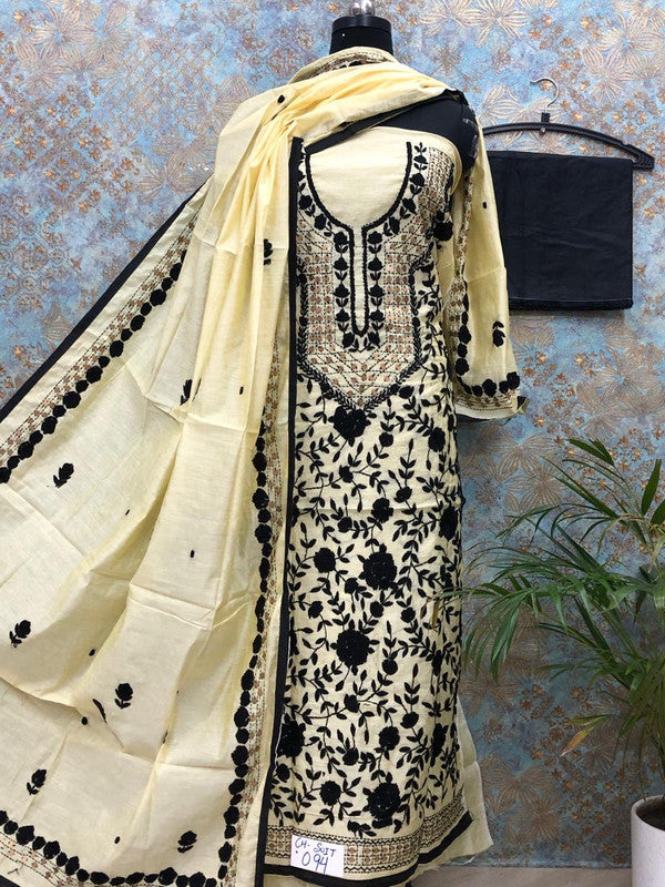 Chanderi Handwork Embroidery Suit ( Unstitched Dress Material)