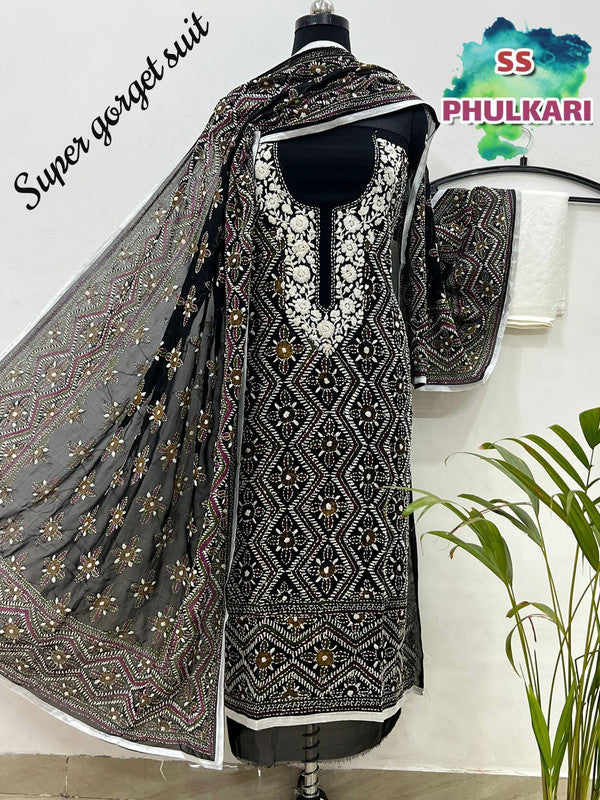 Embroidered unstitched dress material sales